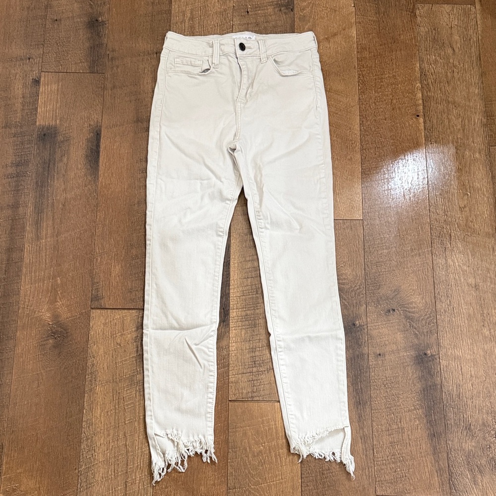 Cello Women's Beige Frayed Hem Jeans
